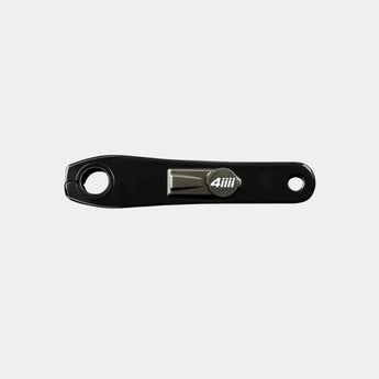 A black 4iiii GRX Precision 3.0 power meter for bicycles, showing the side view with the brand logo.