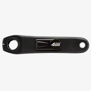 A black 4iiii Precision 3.0 power meter for bicycles, with a badge indicating compatibility with Apple Find My.