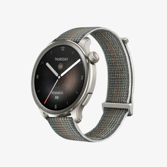 Smartwatch with a textured band on a white background
