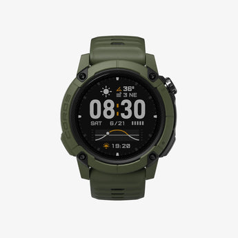 Green smartwatch on a white background