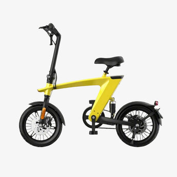 Yellow and black electric bike on a white background