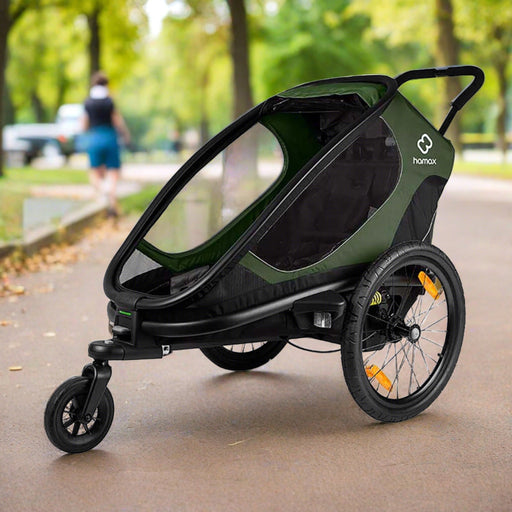 Hamax Outback One Child Bike Trailer, Green & Black - North Sports Group
