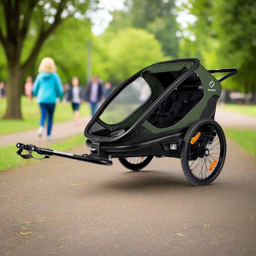 Hamax Outback Twin Child Bike Trailer, Green & Black - North Sports Group