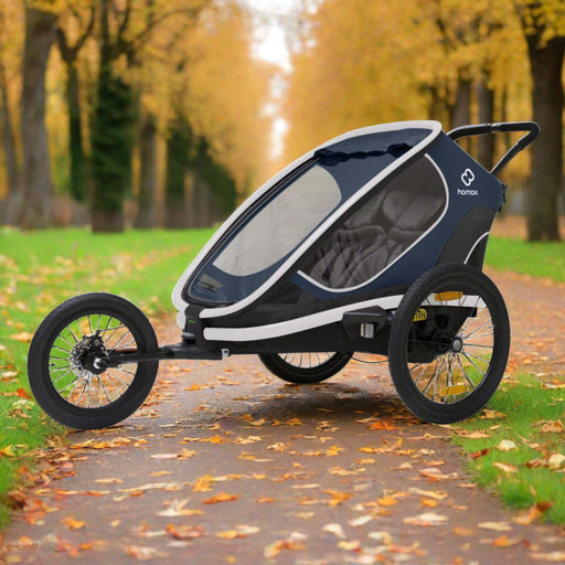 Hamax Outback Twin Child Bike Trailer, Navy & White - North Sports Group
