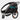 Black and gray bike trailer with teal accents on a light gray background
