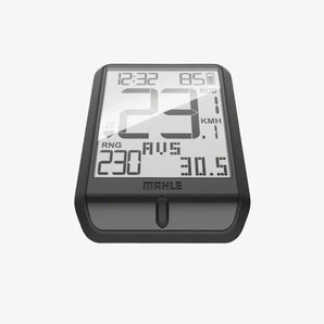 Digital bike computer with display on a gray background