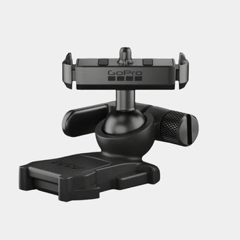 A black GoPro Magnetic Latch Ball Joint Mount designed for attaching a camera securely with its auto-engaging latch and magnetic alignment features.