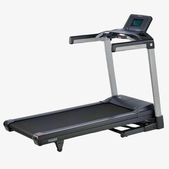 Treadmill with digital display on a white background