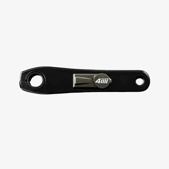 A black 4iiii GRX Precision 3.0 power meter for bicycles, showing the side view with the brand logo.