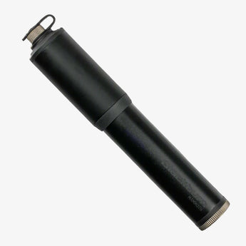 Black Blackburn Mammoth Mini Pump designed for inflating bicycle tires, showing the side view with the hose and head visible.