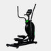 Black elliptical trainer with digital display on a white background