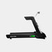 Black treadmill with digital display on a white background