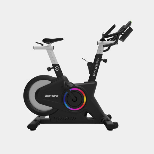 Bodytone exercise bike with colorful display on a white background
