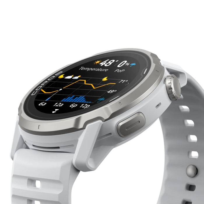 Smartwatch with a white band on a white background