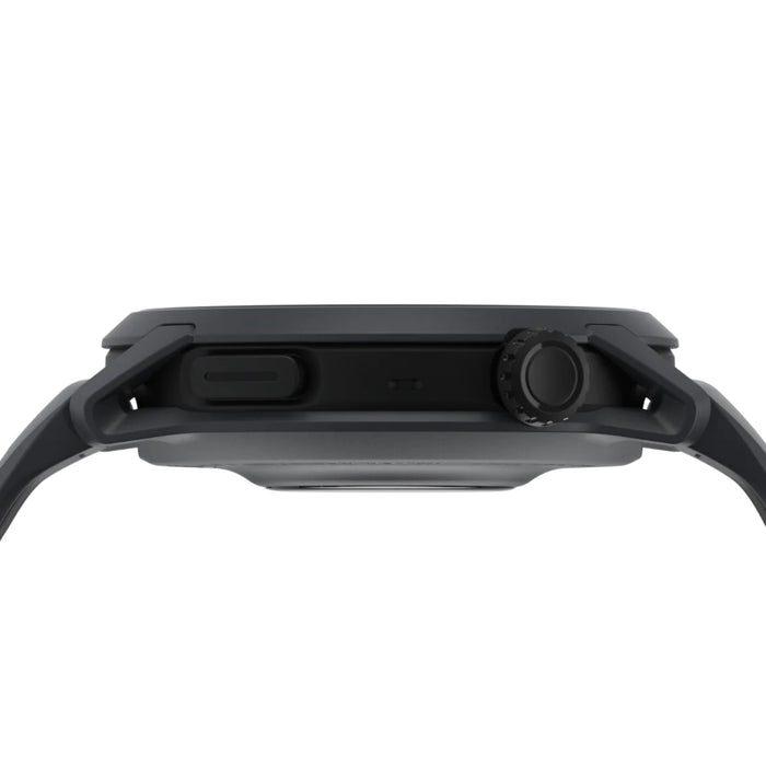 Black smartwatch on a white background