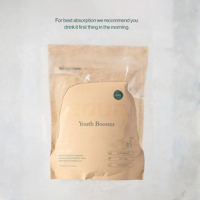 Package of 'Youth Booster' on a white background with text about absorption.