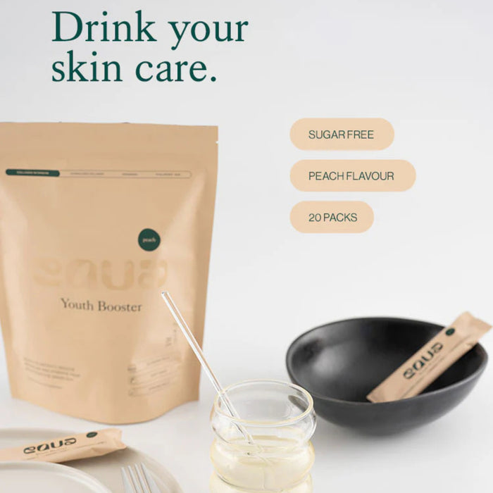 Squua Youth Booster package with a glass of liquid on a white background