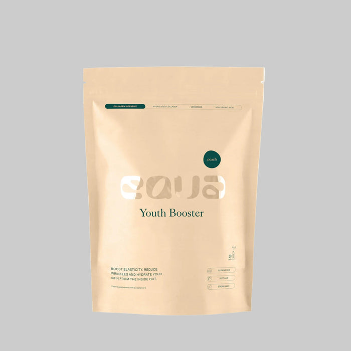 Beige package of 'Youth Booster' by EQUA on a white background