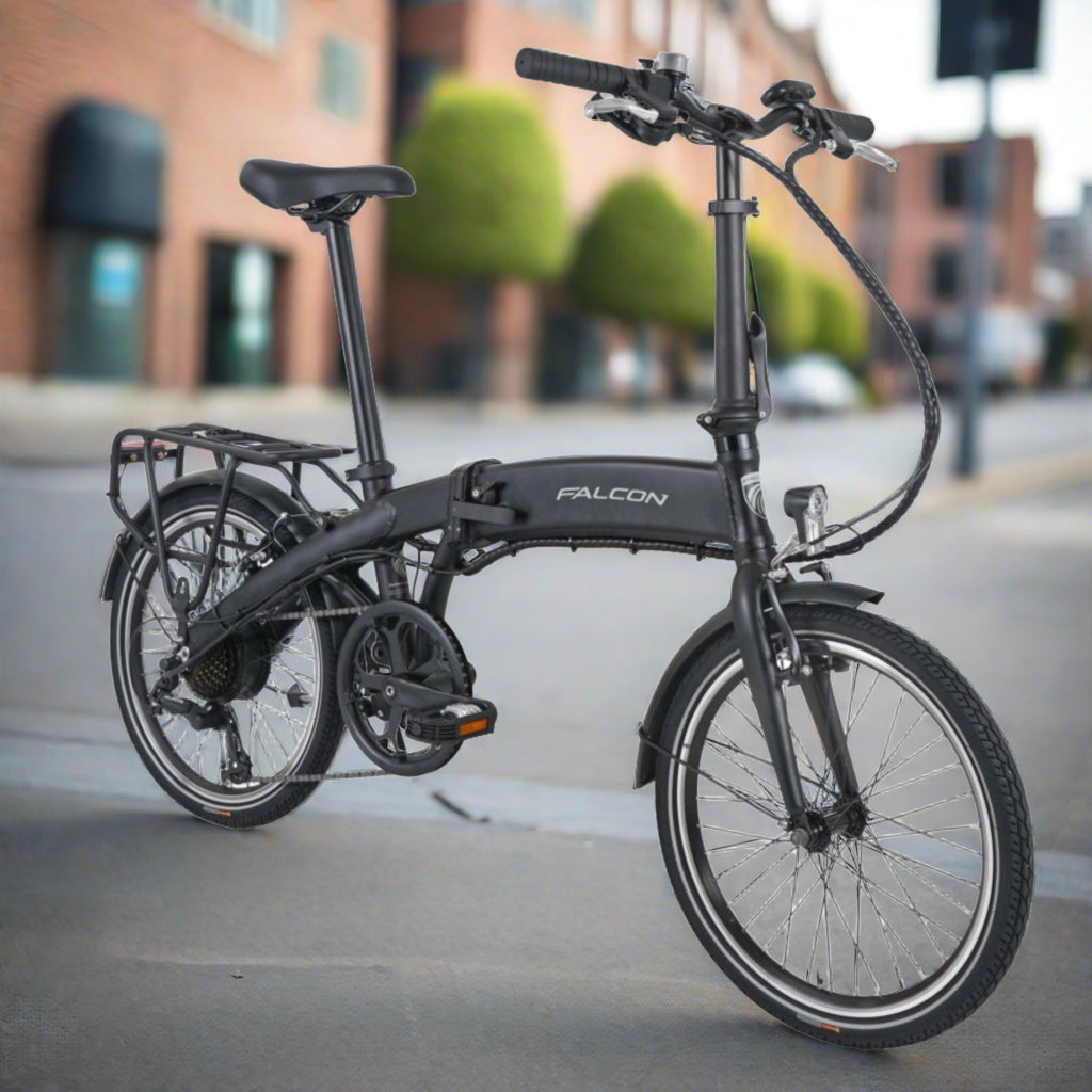 Falcon Flow Electric Folding Bike in Matt Black Compact and Convenient North Sports