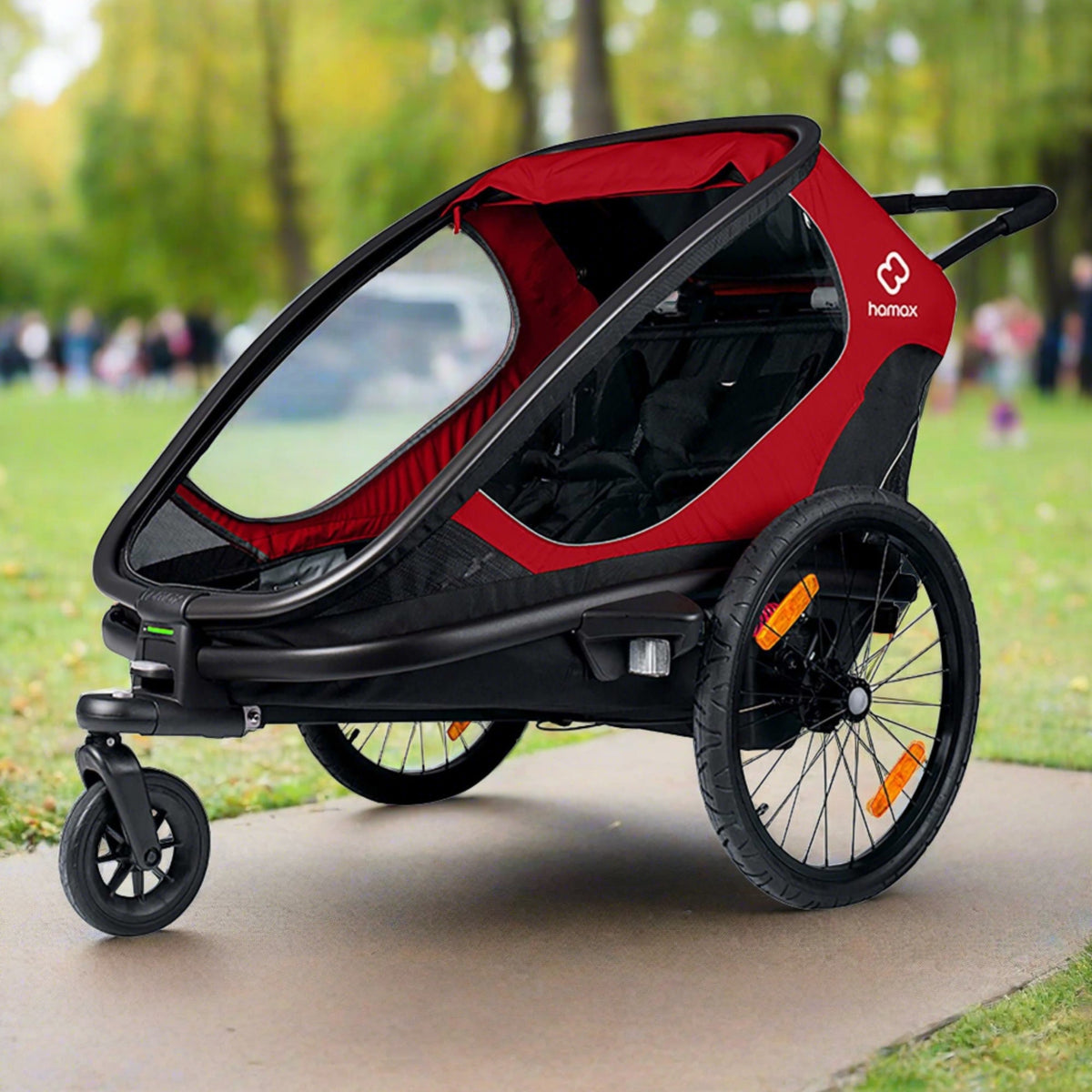 Hamax Outback Twin Child Bike Trailer, Red & Black — North Sports