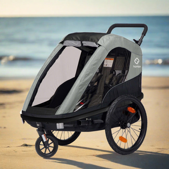 Hamax Avenida Twin Child Bike Trailer, Green - North Sports Group