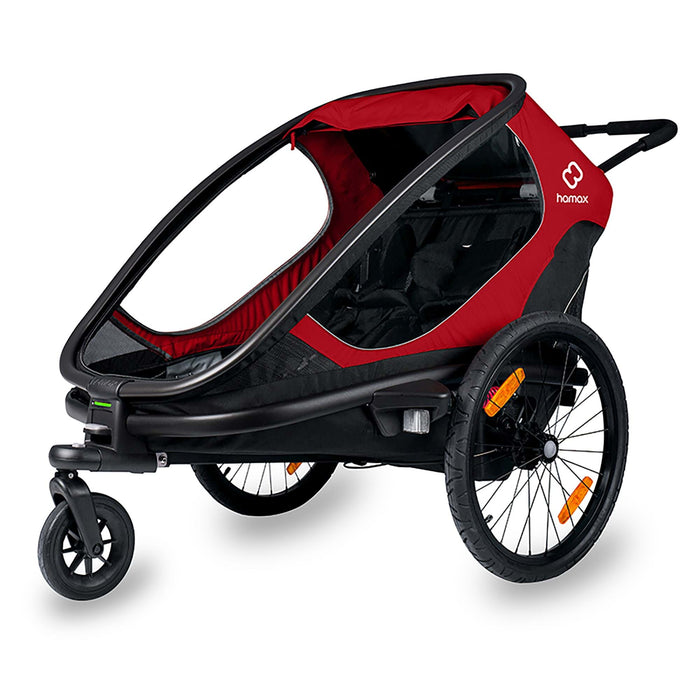 Hamax Outback Twin Child Bike Trailer, Red & Black