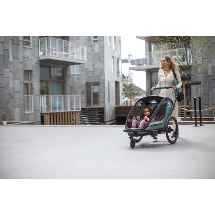 Hamax Cocoon Twin Child Bike Trailer, Green & Black