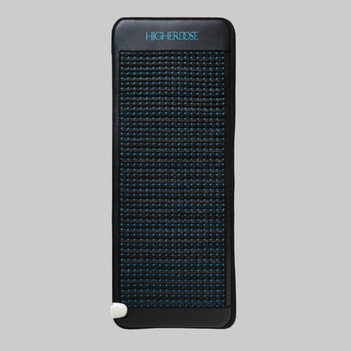 Black grid device with 'HigherDose' branding on a light gray background