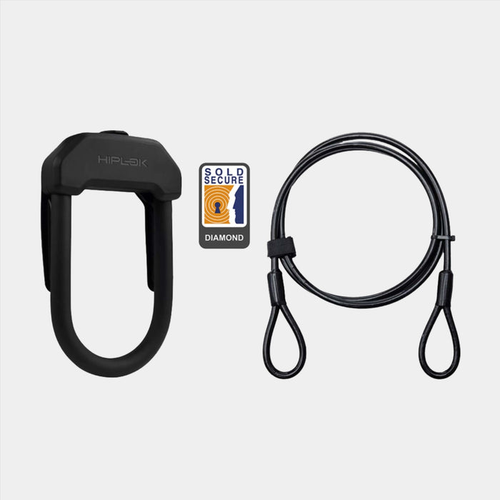 Hiplok DXP D-Lock & 2M Cable, Black - North Sports Group