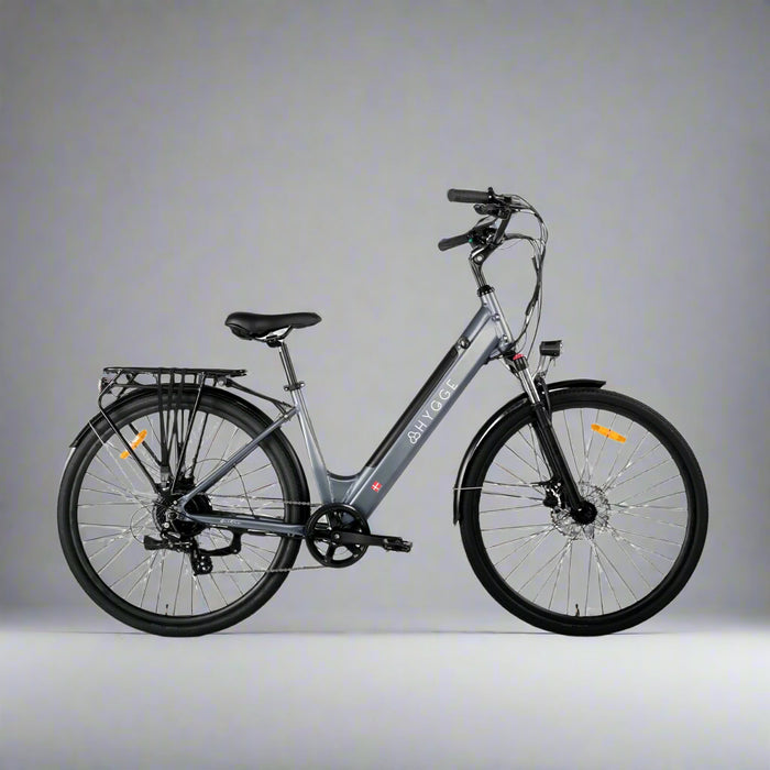 Gray electric bicycle on a white background