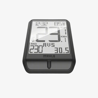Digital bike computer with display on a gray background