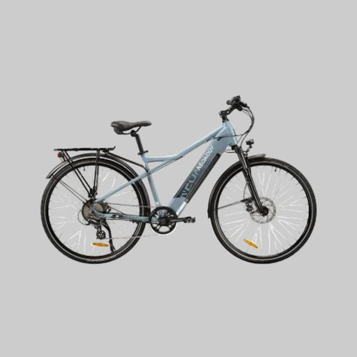 Light blue bicycle on a white background