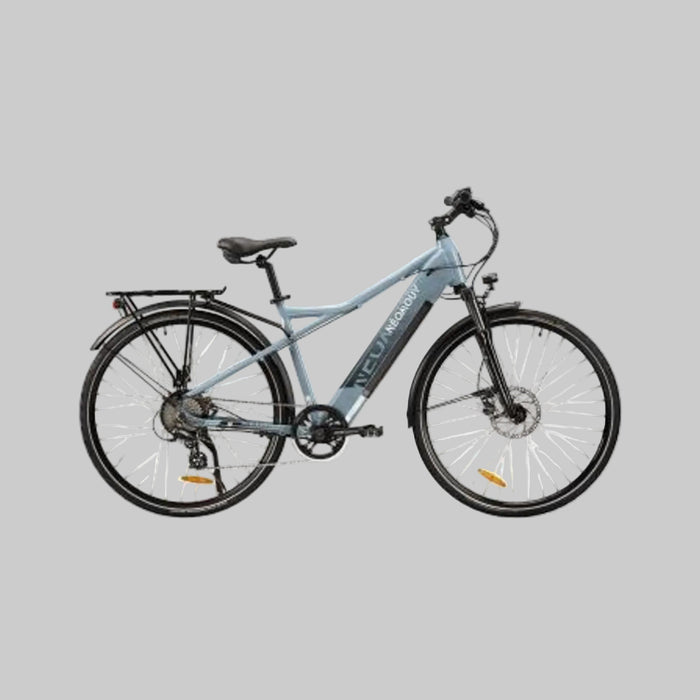 Light blue bicycle on a white background