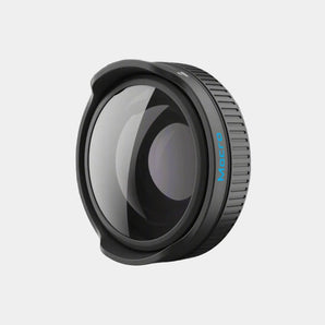 GoPro Macro Lens Mod attached to a camera, predominantly black in color with a clear lens visible at the front.