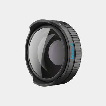 GoPro Macro Lens Mod attached to a camera, predominantly black in color with a clear lens visible at the front.
