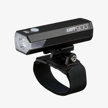 Cateye AMPP 900 & VIZ 300 Bike Light Set, with the AMPP 900 light on the front and VIZ 300 light on the rear, both attached to black mounting straps.