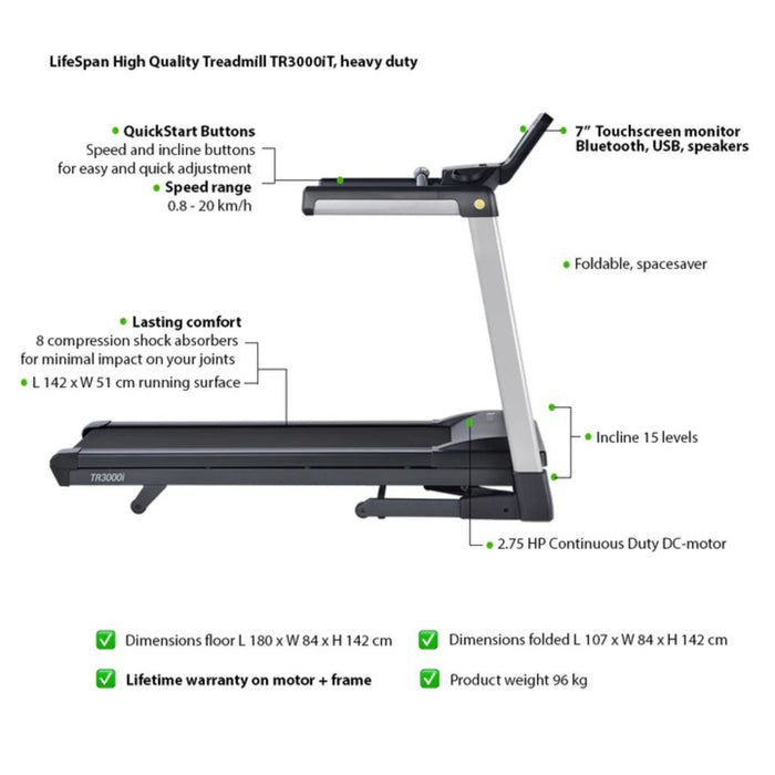 LifeSpan TR3000iT Fitness Treadmill