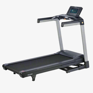 Treadmill with a digital display on a white background