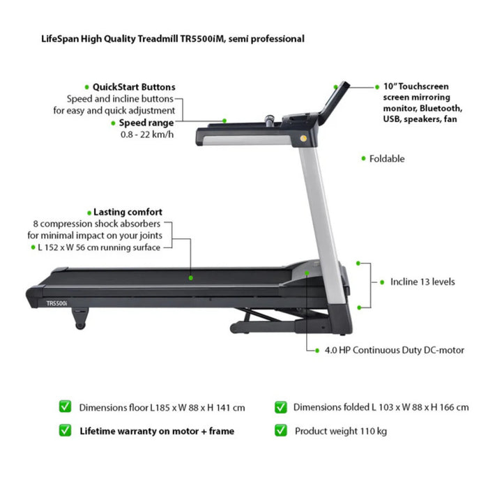 LifeSpan TR5500iM Light Commercial Fitness Treadmill