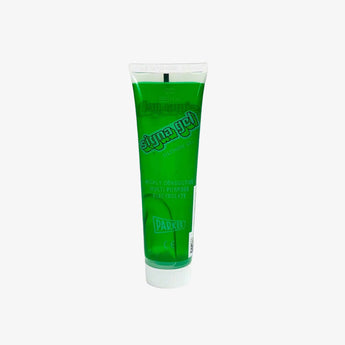 Green tube of Styna Yel on a white background