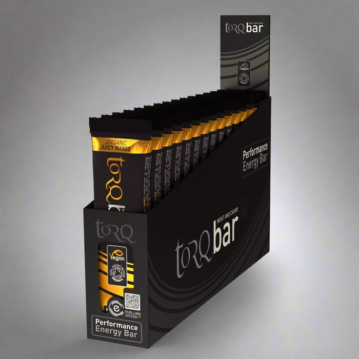 Display box of torQ performance energy bars with multiple bars inside.