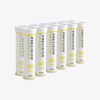 Multiple tubes of Precision Hydration 500 on a white background