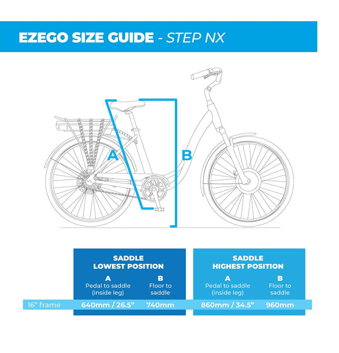 Ezego Step NX 26" Electric Bike, Blue - 15.5mph Speed Electric Hybrid Bike Ezego 