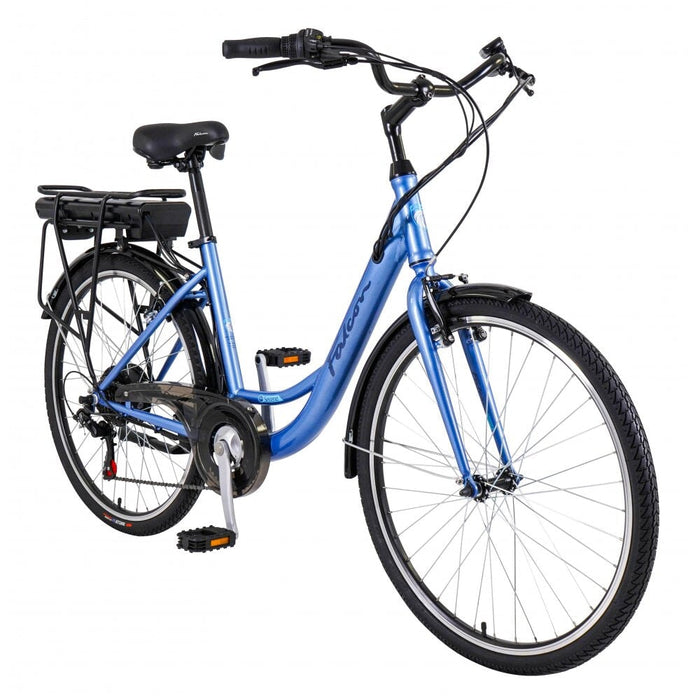 Falcon Serene Hybrid Electric Bike, Blue - 45km Range Electric Hybrid Bike Falcon 