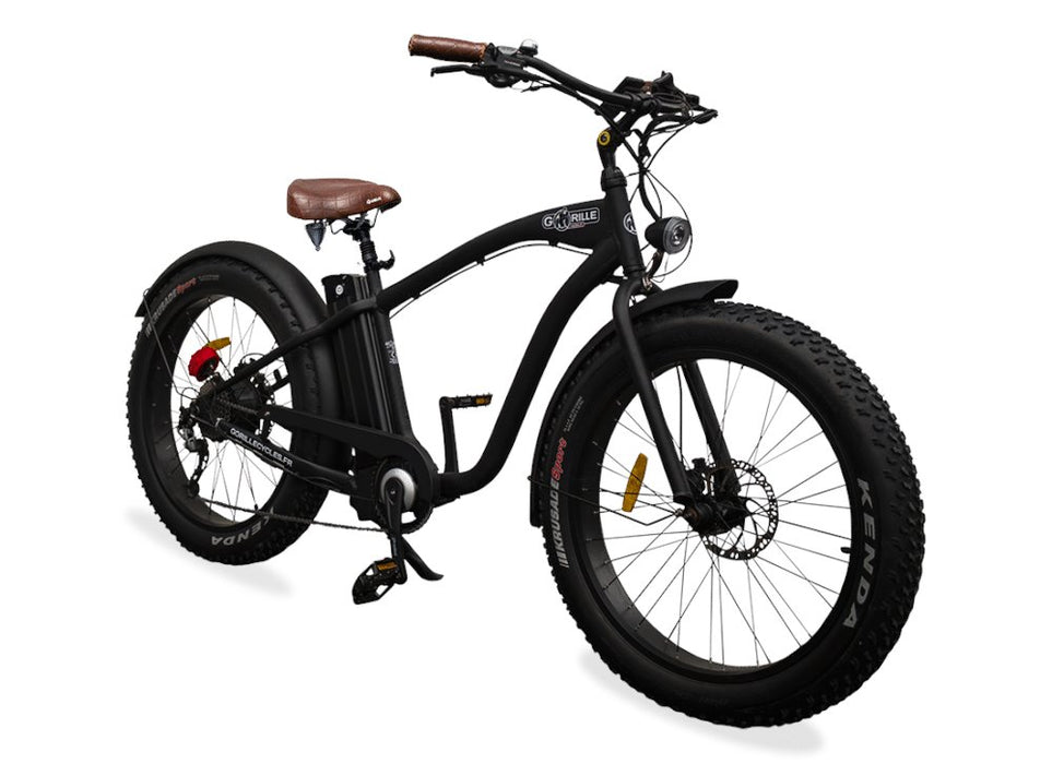 Gorille Male Cruiser Fat Tyre Electric Bike - 250W Urban City Bikes Gorille Black 12Ah 